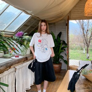 Graffiti Rainbow Dog Print Short Sleeve T-Shirt for Women - Summer Slimming Top, Trendy Casual Wear, Y2K Style