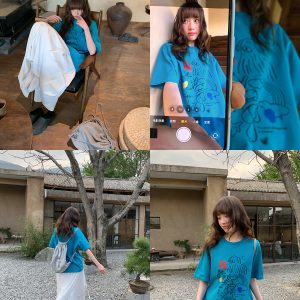 Graffiti Rainbow Dog Print Short Sleeve T-Shirt for Women - Summer Slimming Top, Trendy Casual Wear, Y2K Style