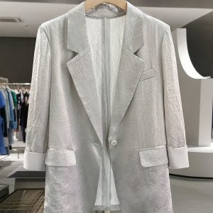 Gray Acetate Thin Blazer for Women - 2025 Summer Fashion, High-End Casual Commuting Versatile Suit
