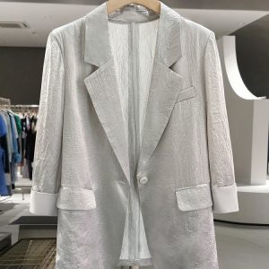 Gray Acetate Thin Blazer for Women - 2025 Summer Fashion, High-End Casual Commuting Versatile Suit