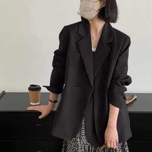 Gray Casual Blazer for Women, Petite Korean Style, Elegant High-Quality Suit for Early Autumn 2025 Fashion