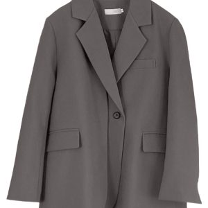 Gray Casual Blazer for Women, Petite Korean Style, Elegant High-Quality Suit for Early Autumn 2025 Fashion