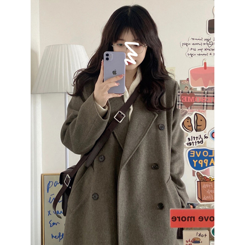 Gray Coffee Cashmere Long Coat for Women - 2024 Winter Korean Style High-End Thick Down Jacket Outerwear Gray Coffee Cashmere Long Coat for Women - 2024 Winter Korean Style High-End Thick Down Jacket Outerwear