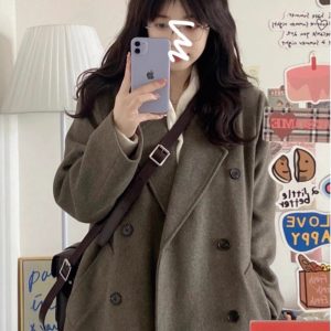 Gray Coffee Cashmere Long Coat for Women - 2024 Winter Korean Style High-End Thick Down Jacket Outerwear