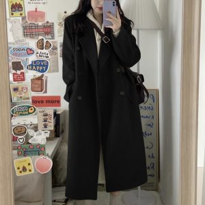 Gray Coffee Cashmere Long Coat for Women - 2024 Winter Korean Style High-End Thick Down Jacket Outerwear