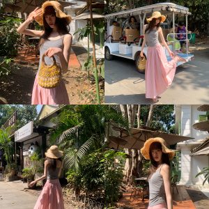 Gray Double Shoulder Strap Camisole with Chest Pad for Women - Slim Fit Summer Outerwear, Flattering Innerwear Essential