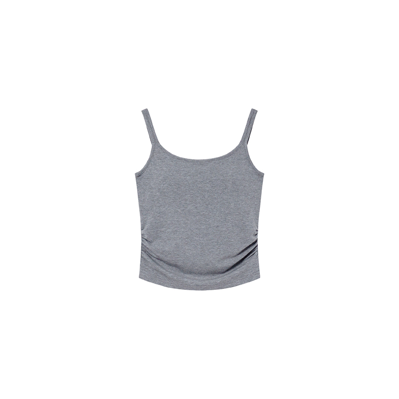 Gray Double Shoulder Strap Camisole with Chest Pad for Women - Slim Fit Summer Outerwear, Flattering Innerwear Essential