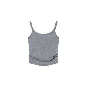 Gray Double Shoulder Strap Camisole with Chest Pad for Women - Slim Fit Summer Outerwear, Flattering Innerwear Essential