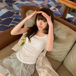 Gray Double Shoulder Strap Camisole with Chest Pad for Women - Slim Fit Summer Outerwear, Flattering Innerwear Essential