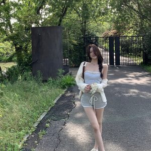 Gray Drawstring Slim-Fit Casual Pants for Women - Versatile Hip-Hugging Summer Sports Shorts