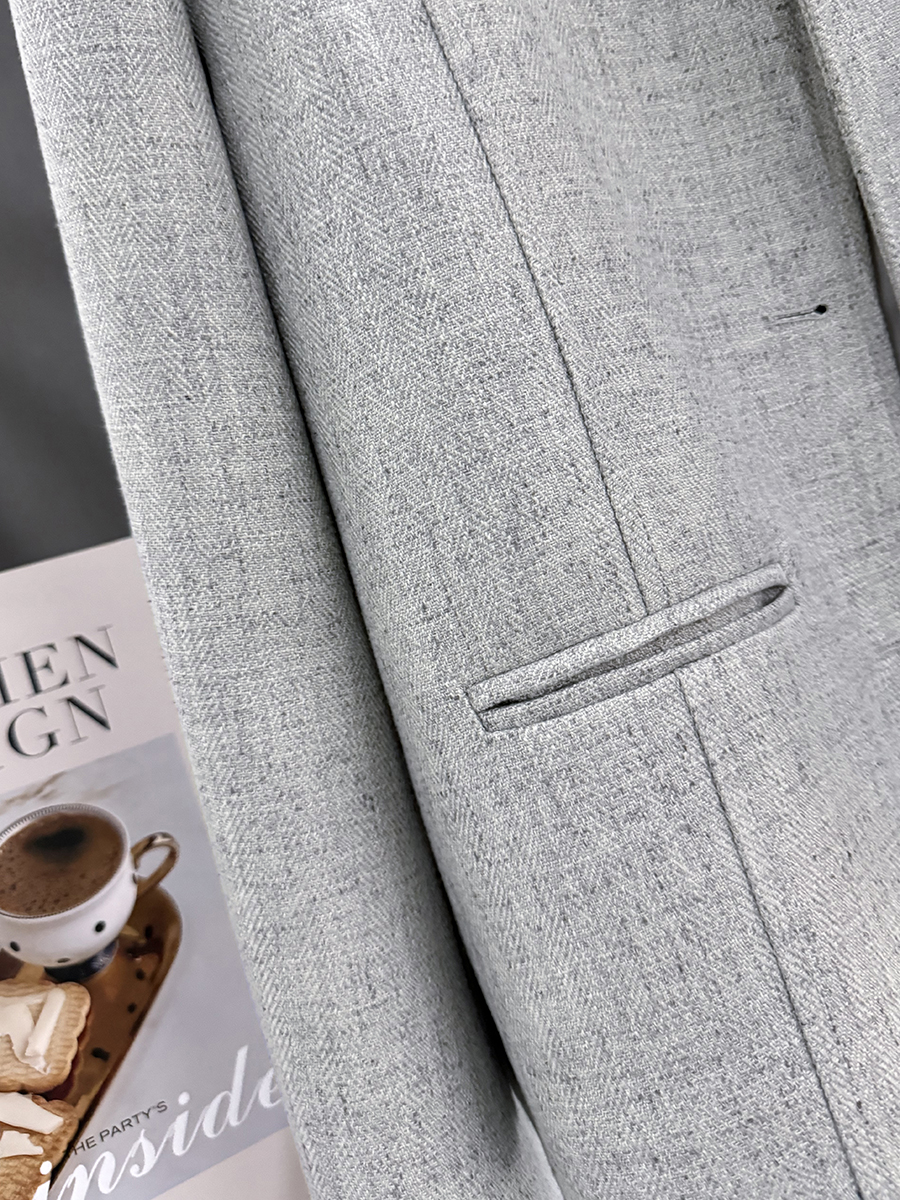 Gray-Green Textured Suit Jacket for Women - French Style, Trendy Korean Spring Autumn Fashion 2025 Gray-Green Textured Suit Jacket for Women - French Style, Trendy Korean Spring Autumn Fashion 2025