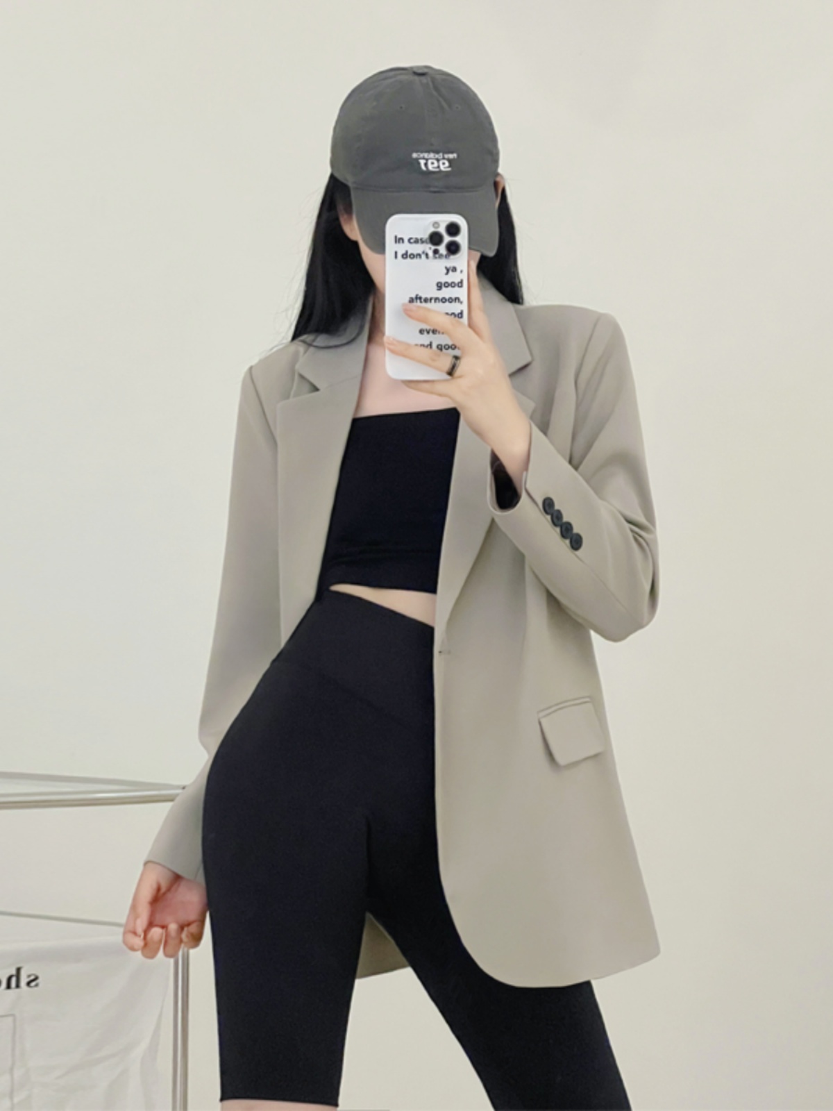 Gray Loose Fit Small Suit Jacket for Women, 2025 Spring Autumn Casual Two-Piece Set for Petite Sizes Gray Loose Fit Small Suit Jacket for Women, 2025 Spring Autumn Casual Two-Piece Set for Petite Sizes