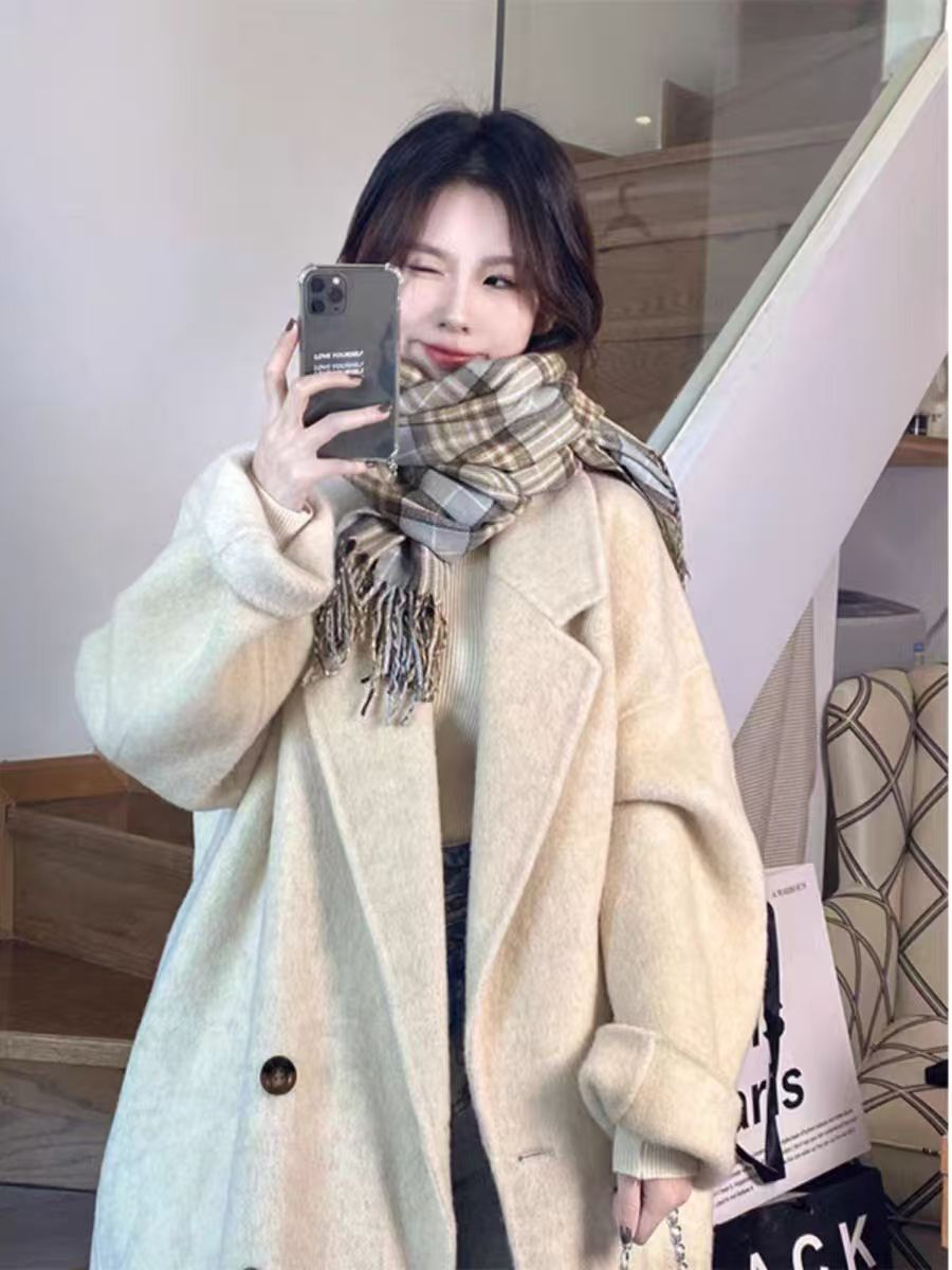 Gray Reversible Cashmere Coat for Women - High-End Woolen Jacket, Mid-Length, Korean Style, Autumn Winter 2024 Fashion Gray Reversible Cashmere Coat for Women - High-End Woolen Jacket, Mid-Length, Korean Style, Autumn Winter 2024 Fashion