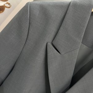 Gray Short Sleeve Suit Jacket for Women - Thin Summer Blazer, Trendy Korean Style 2025 Fashion, High-End Professional Look