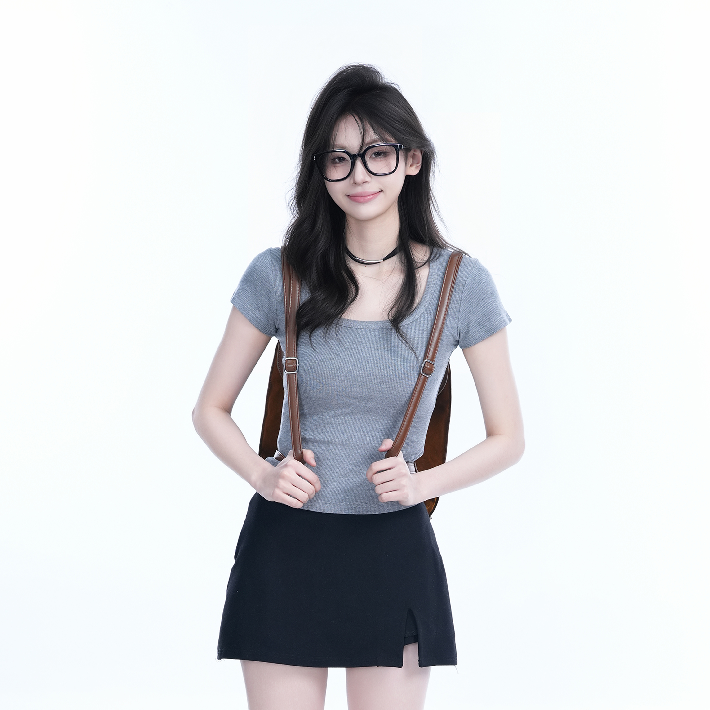 Gray Slim Fit Short-Sleeve U-Neck T-Shirt for Women, Summer Sports Base Layer, Casual Essential Gray Slim Fit Short-Sleeve U-Neck T-Shirt for Women, Summer Sports Base Layer, Casual Essential