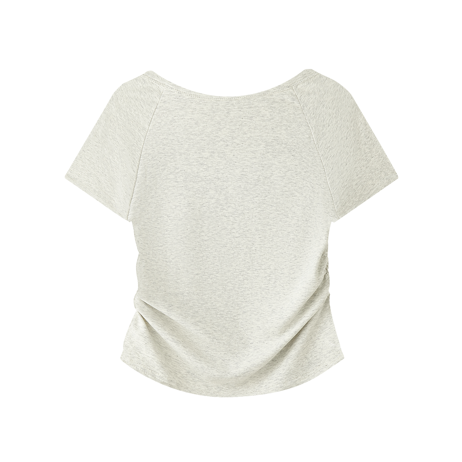 Gray Square-Neck Slim-Fit Cropped Short Sleeve T-Shirt for Women - American Style Summer Top