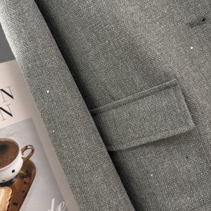 Gray Textured Wind Coat for Women - High-Quality Short Jacket for Spring & Autumn, Trendy Socialite Style