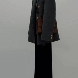 Gray Woolen Coat for Women - Short Korean Style Suit for Petite Figures, High-End Autumn Winter 2024 Fashion