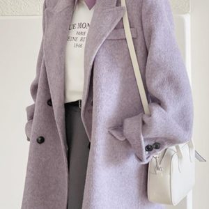 Gray Woolen Coat for Women - Short Korean Style Suit for Petite Figures, High-End Autumn Winter 2024 Fashion