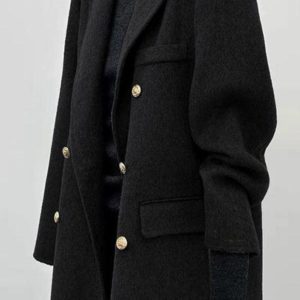 Gray Woolen Coat for Women - Short Korean Style Suit for Petite Figures, High-End Autumn Winter 2024 Fashion