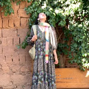 Green Retro V-Neck Dress for Women - Bohemian Long Skirt, Vintage Style, Spring Fashion, Summer of the Cicada