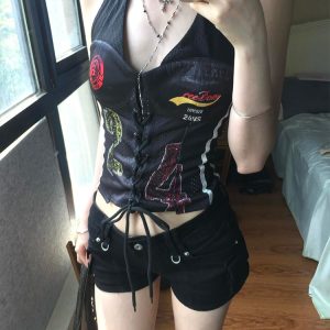 Halter Neck Adjustable Summer Tank Top for Women, Fitted Slimming Design, Sexy 90s-Inspired Style