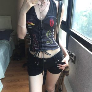 Halter Neck Adjustable Summer Tank Top for Women, Fitted Slimming Design, Sexy 90s-Inspired Style