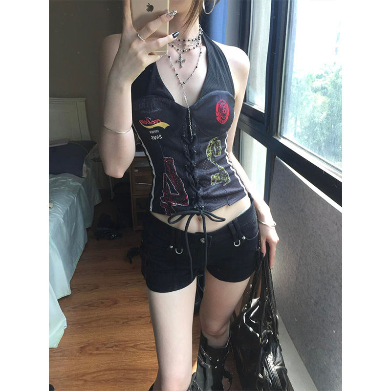 Halter Neck Adjustable Summer Tank Top for Women, Fitted Slimming Design, Sexy 90s-Inspired Style