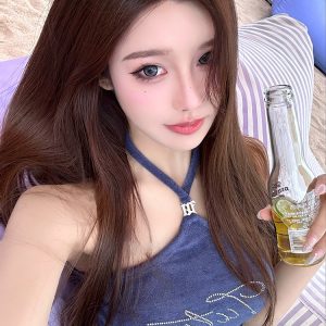 Halter Neck Vest Top with Blue Diamond Design - Pure Desire Style, Trendy Y2K Fashion for Effortless Chic Look