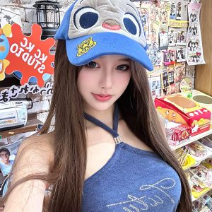 Halter Neck Vest Top with Blue Diamond Design - Pure Desire Style, Trendy Y2K Fashion for Effortless Chic Look