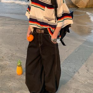 Handmade American Vintage Black Loose Straight Leg Cowboy Pants for Men and Women | 90s Inspired High-Quality Fashion Bottoms