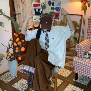 Handmade American Vintage Striped Collar Casual Short Sleeve Shirt for Men and Women, Japanese Style Loose Versatile Top