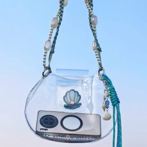 Handmade Beaded Transparent Fish Tank Bag - Cute Summer Underarm Crossbody Bag for Unique Niche Style