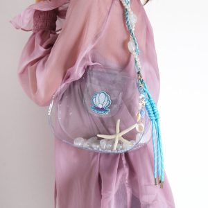 Handmade Beaded Transparent Fish Tank Bag - Cute Summer Underarm Crossbody Bag for Unique Niche Style