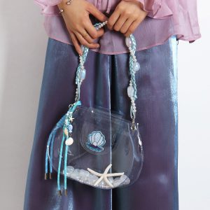 Handmade Beaded Transparent Fish Tank Bag - Cute Summer Underarm Crossbody Bag for Unique Niche Style