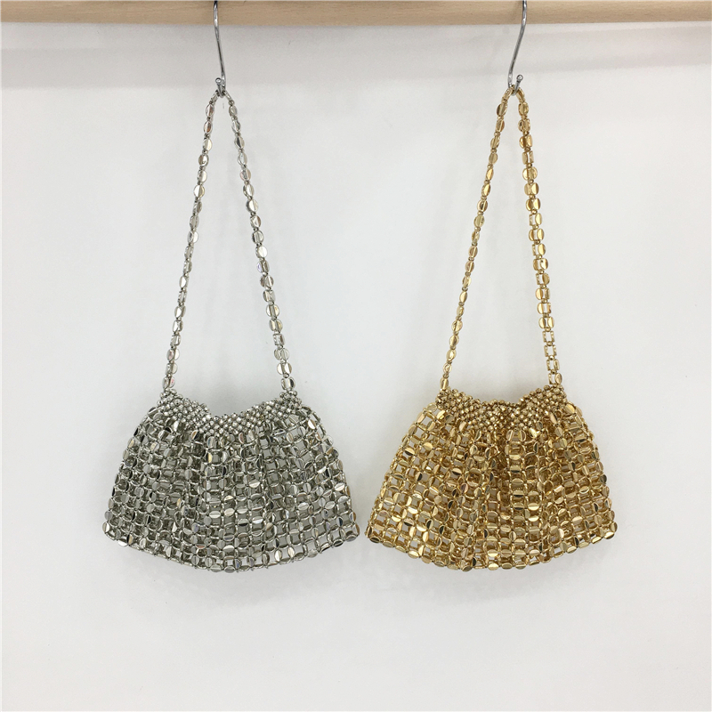 Handmade Beaded Woven Seed Bag - Stylish Bling Shoulder Handbag for Women - Chic Evening Accessory