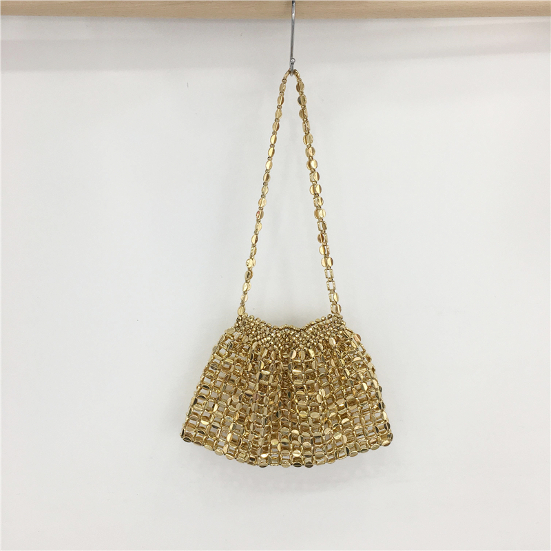 Handmade Beaded Woven Seed Bag - Stylish Bling Shoulder Handbag for Women - Chic Evening Accessory