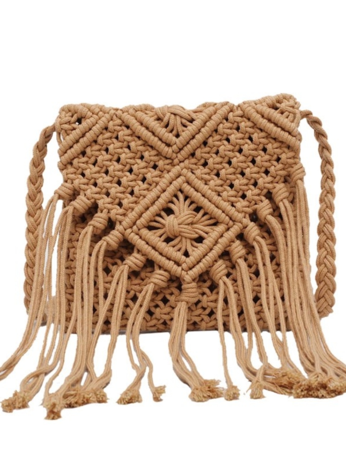 Handmade Bohemian Straw Woven Bag with Tassels - 2024 Hollow Shoulder Crossbody Beach Bag for Women Handmade Bohemian Straw Woven Bag with Tassels - 2024 Hollow Shoulder Crossbody Beach Bag for Women