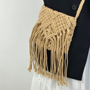 Handmade Bohemian Straw Woven Bag with Tassels - 2024 Hollow Shoulder Crossbody Beach Bag for Women