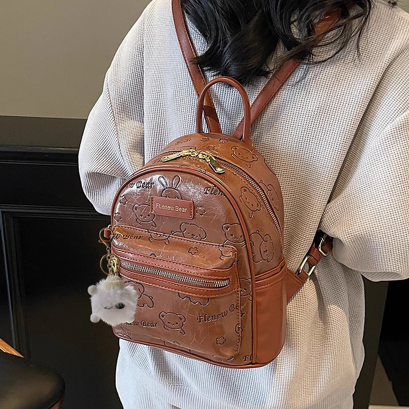Handmade Cute Embossed Small Backpack for Women - Niche Design Double Shoulder Bag for Trendy Style