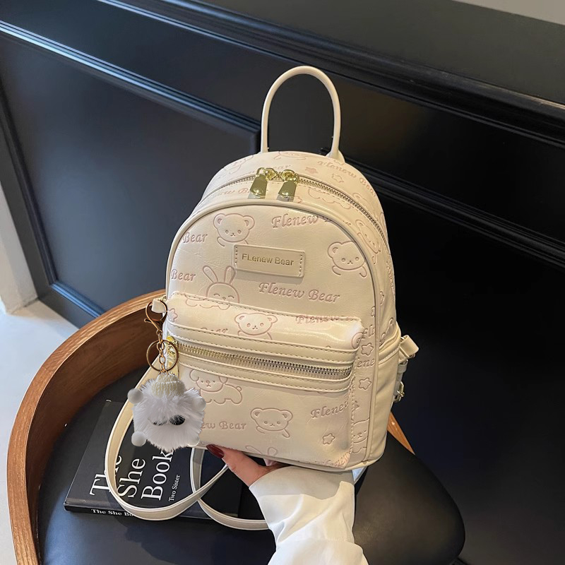 Handmade Cute Embossed Small Backpack for Women - Niche Design Double Shoulder Bag for Trendy Style Handmade Cute Embossed Small Backpack for Women - Niche Design Double Shoulder Bag for Trendy Style