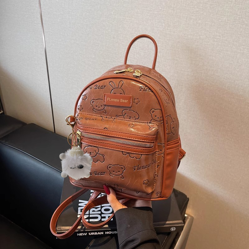 Handmade Cute Embossed Small Backpack for Women - Niche Design Double Shoulder Bag for Trendy Style Handmade Cute Embossed Small Backpack for Women - Niche Design Double Shoulder Bag for Trendy Style