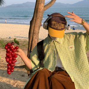 Handmade Japanese Retro Plaid Short Sleeve Shirt with Lace Trim for Women - Summer Loose Puff Sleeve Top