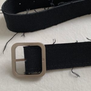 Handmade Mohair Edge Fabric Waist Belt - Black Unisex Harajuku Style, Versatile Design with Simple Buckle
