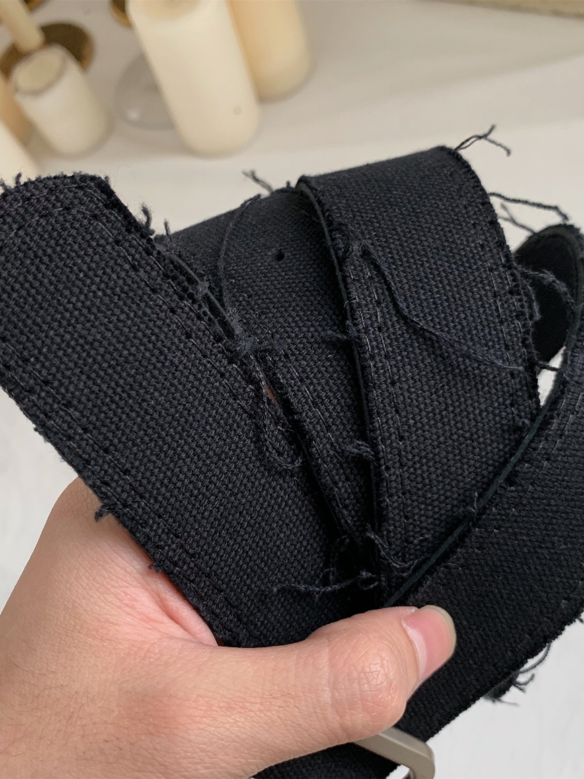 Handmade Mohair Edge Fabric Waist Belt - Black Unisex Harajuku Style, Versatile Design with Simple Buckle Handmade Mohair Edge Fabric Waist Belt - Black Unisex Harajuku Style, Versatile Design with Simple Buckle