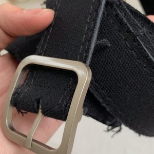 Handmade Mohair Edge Fabric Waist Belt - Simple Versatile Black Unisex Belt in Harajuku Style for Y2K Fashion