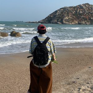 Handmade Vintage Striped Cow Embroidery Polo T-Shirt for Men and Women, Summer Loose Fit Short Sleeve Top, Trendy Casual Style