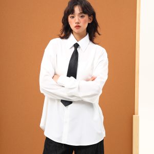 Handmade White Silk Loose Draped Shirt for Unisex - Wrinkle-Resistant, Versatile Design with Tie - Perfect for Y2K and Casual Chic Looks