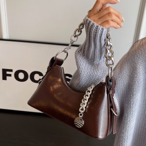 Handmade Women's Textured Chain Crossbody Bag - 2025 New Style Shoulder Underarm Bag for Chic Everyday Wear