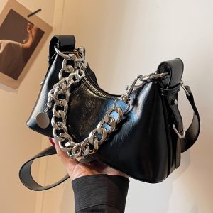 Handmade Women's Textured Chain Crossbody Bag - 2025 New Style Shoulder Underarm Bag for Chic Everyday Wear